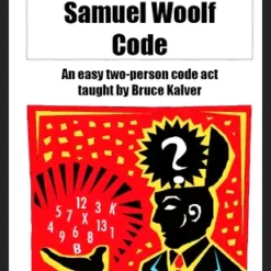 Ebook cover for The Samuel Woolf Code by Bruce Kalver, featuring a vintage-style design with abstract symbols, numbers, and an eye, signifying secret knowledge and mentalism.