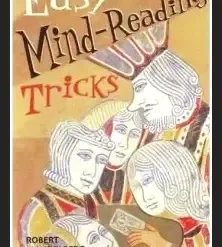 Easy Mind-Reading Tricks PDF guide by Robert Mandelberg, featuring a magician demonstrating mentalism or telepathy with a stylized cover.