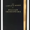The Shakespeare Experiment luxury hardbound book test, featuring a leather cover with gold foil stamping and an open page from William Shakespeare's Complete Works, designed for advanced mentalism.