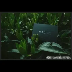 Close-up image demonstrating the Lost Art Magic Malice effect, showing a message appearing invisibly on the side of a blue deck of playing cards.