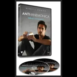 Miquel Roman demonstrating the Anti-Mnemonica card reveal magic trick, digital product cover for the instant download tutorial in Spanish.