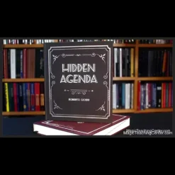 Hardcover book 'Hidden Agenda' by legendary magician Roberto Giobbi, featuring advanced card magic, secrets, and techniques for professional magicians.