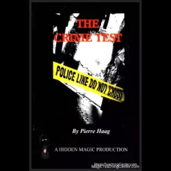 The Crime Test Ebook cover by Pierre Haag, featuring the title and a selection of specially designed tarot-sized cards depicting crime scene details and mystery elements.