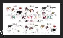 Magician performing Instinct Animal mentalism trick, gesturing towards three animal cards (e.g., lion, elephant, tiger) while a surprised audience member reacts in disbelief.