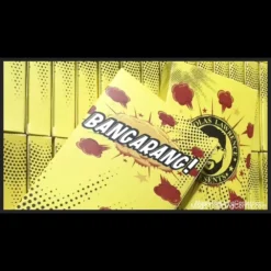 Nicholas Lawrence performing Bangarang card magic, showing a chosen playing card impossibly appearing sandwiched between two jokers with large holes.