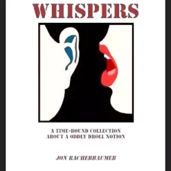 Ebook cover for 'Whispers by Jon Racherbaumer,' depicting a playing card in a mysterious light, symbolizing card divination magic secrets.