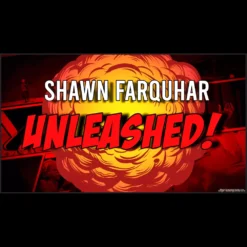 Shawn Farquhar demonstrating a magic trick with playing cards during his 'UNLEASHED!' video session, a close-up shot of his hands and a deck of cards.