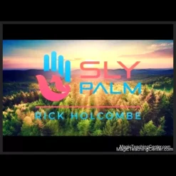 Rick Holcombe demonstrating the Sly Palm coin magic sleight with coins, hands positioned to illustrate the technique from the tutorial video.