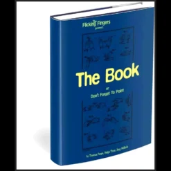 Ebook cover for 'The Book (Don't Forget to Point)' by Flicking Fingers, featuring authors Thomas Fraps, Helge Thun, and Jorg Willich, a comprehensive digital guide for close-up and card magic tricks and theory.