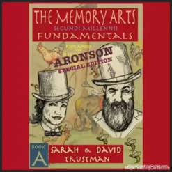 Ebook cover for 'The Memory Arts - Aronson Edition' by David and Sarah Trustman, featuring a magical design with playing cards and abstract imagery, illustrating an image-based mnemonic system for memorizing the Aronson Stack.
