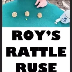 Ebook cover for Roy's Rattle Ruse by Roy Eidem, depicting elements of the Three Shell Game and auditory magic for advanced deception.