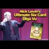 Nick Lewin performing the Ultimate Six Card Déjà Vu card magic routine, with the product's DVD and Bicycle playing cards visible.