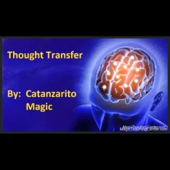 Thought Transfer by Catanzarito Magic props, including a colored dot card and key tag, demonstrating the psychological illusion of mind control and thought transference.