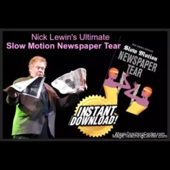 Nick Lewin performing his Ultimate Slow Motion Newspaper Tear, demonstrating the magical restoration of a torn newspaper.