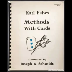Ebook cover for 'Methods with Cards — Part 3' by Karl Fulves, featuring intricate illustrations by Joseph K. Schmidt, detailing advanced card magic techniques.