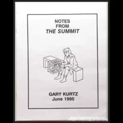 Ebook cover for 'Notes From The Summit' by Gary Kurtz, featuring advanced close-up card magic techniques and routines.