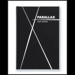 Ebook cover for 'Parallax by Max Maven', featuring a stylized design representing a collection of essays on magic and mentalism.