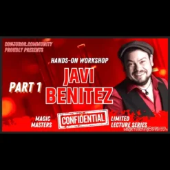 Javi Benitez leading an advanced hands-on magic workshop (Part 3), demonstrating intricate illusions and professional techniques for magicians on video.
