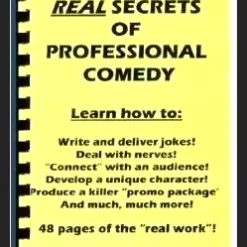 Ebook cover for 'The Real Secrets of Professional Comedy' by Jay Sankey, featuring practical techniques for stand-up comedians on joke writing, timing, stage presence, and handling hecklers.