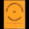 Ebook cover for The Lemming Lecture by Simon Lovell, featuring the title text and a design suggesting mentalism and magic performance.