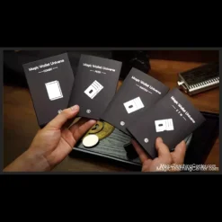 The TCC Magic Wallet Universe collection, featuring four minimalist black microfiber leather wallets: PEEK, CTW, SWITCH, and COMBO, neatly displayed to showcase their sleek design and card slots.