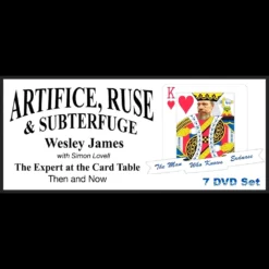 Wesley James' 7-DVD 'Expert at the Card Table' course set, featuring the classic S.W. Erdnase book, demonstrating advanced card magic and sleight of hand techniques.
