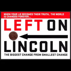Ebook cover for Michael Weber's Left on Lincoln, showcasing a U.S. penny with the Abraham Lincoln portrait and subtle magical elements, representing impossible coin orientation magic.
