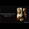 Promotional poster for 'Deceptive Practice: The Mysteries and Mentors of Ricky Jay' documentary, featuring master magician Ricky Jay engaged in card manipulation against a dark background.