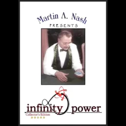 Ebook cover for Martin Nash's Infinity Power, featuring the title and author, detailing the revolutionary Infinity Card Control technique for magicians.