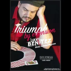 Javi Benitez performing the Triumph by Extension card magic trick with a deck of playing cards, demonstrating a visual restoration effect.