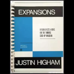 Cover of the 'Expansions by Justin Higham' ebook, featuring a mystical design representing close-up magic effects and illusions.