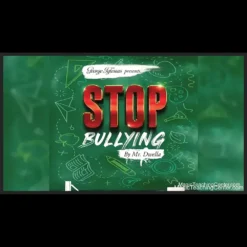 Mr. Dwella and Twister Magic performing the 'Stop Bullying' magic routine, showing a lunchbox with juice, cookies, and homework, emphasizing an anti-bullying message for kids.