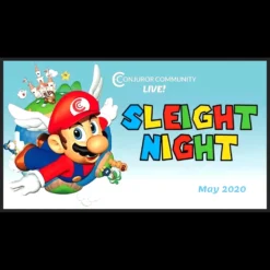 Digital product cover for 'Sleight Night Palms' by Conjuror Community, showcasing advanced card magic palming techniques and sleight of hand.