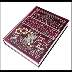 Ebook cover for 'Gambling Collectibles: A Pictorial Journey' by Steve Forte, showcasing various historical gambling artifacts including vintage playing cards, dice, and casino chips. Instant digital download.