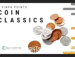 Cover image for 'Coin Classics Digital Masterclass by Conjuror Community,' depicting a magician's hands performing a visual coin trick, symbolizing expert instruction in coin magic effects like the Hopping Half for all skill levels.
