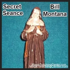 Ebook cover for 'The Secret History of the Seance' by Bill Montana, featuring a vintage, mystical aesthetic with dark tones, an old house, and glowing eyes, emphasizing hidden spiritual truths.