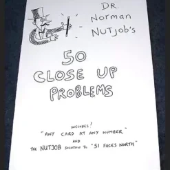 Ebook cover for Dr. Norman Nutjob's 50 Close Up Problems by Jerry Sadowitz, featuring a distinctive illustration related to close-up magic and mentalism.