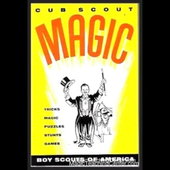 Cover of the Cub Scout Magic ebook by Francis Rigney, featuring a magician's hat, wand, and stars, illustrating easy magic tricks for beginners and youth.