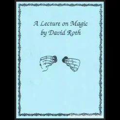 Ebook cover for A Lecture on Magic by David Roth, featuring the title text and author name against a dark background, indicating a digital magic instruction guide.