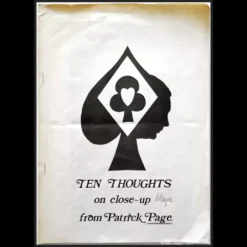 Ebook cover for 'Ten Thoughts on Close-Up by Patrick Page', featuring a stylized illustration of a magician's hands performing close-up magic.