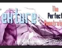 A close-up view of a magician's hands demonstrating the 'Texture: The Perfect Penetration' coin trick, where one coin appears to pass through another or the hand, emphasizing the illusion of penetration.