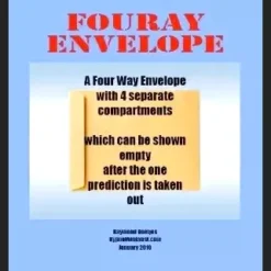 The Fouray Envelope ebook cover by Raymond Doetjes, showcasing an instruction guide and a magically versatile envelope for 4-way mentalism reveals.