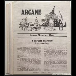 Cover art for 'Arcane by Jeff Busby Ebook Collection,' showcasing 14 issues of classic magic secrets and routines, featuring original illustrations by Don Albrecht.