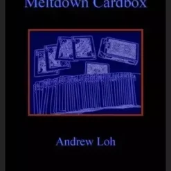 An illustration depicting a playing card visibly melting or passing through a closed card case, showcasing the Meltdown Cardbox magic trick by Andrew Loh.