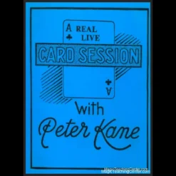 Digital Ebook cover for Peter Kane's 'A Real Live Card Session', showcasing advanced card magic tricks and routines.